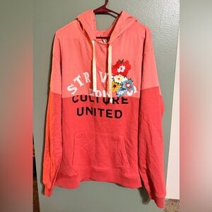 NWT Strivers Row Coral and Floral Color Block Hoodie Size 2XL